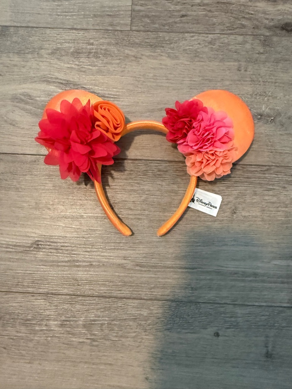 Disney Orange Pink Floral Minnie Ears Headband